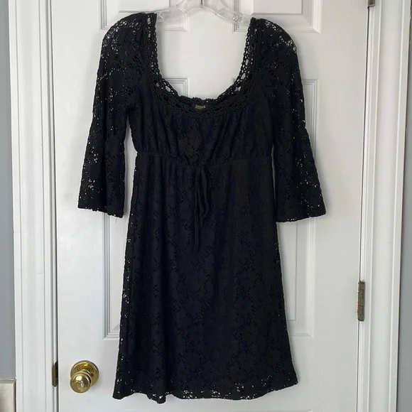 Laundry By Shelli Segal | Dresses | Beautiful Boho Black Lace Dress Worn  Twice Excellent Condition Size Xs | Poshmark